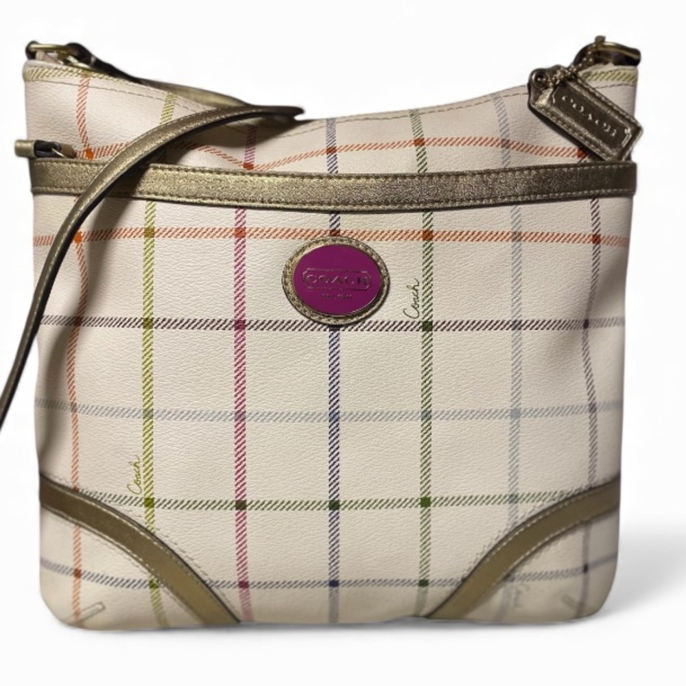 Coach Peyton Tattersall Plaid Crossbody Bag - Picture 2 of 7